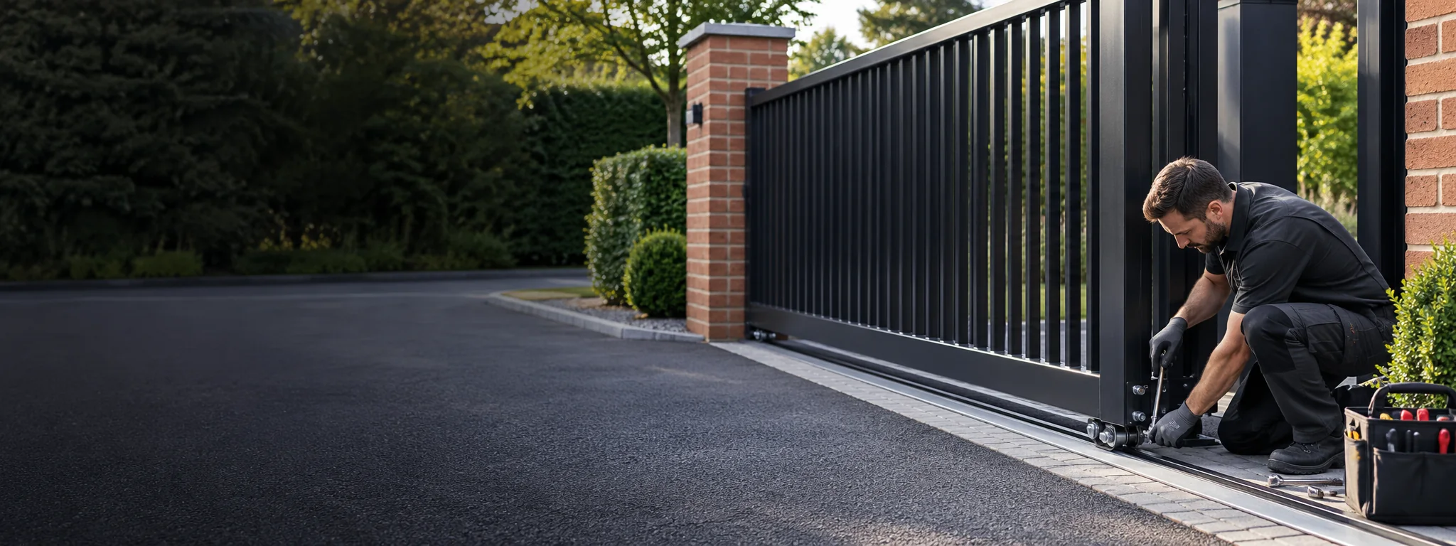 AI-generated illustrative image for gate repair showing the relevant work in a UK setting